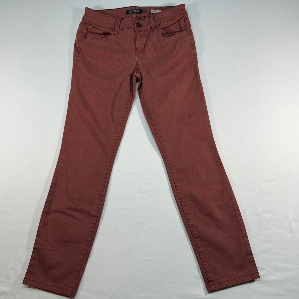 Level 99 Lily Skinny Straight Jeans Rust Red Petite 25P Cotton‎ Lyocell Blend
